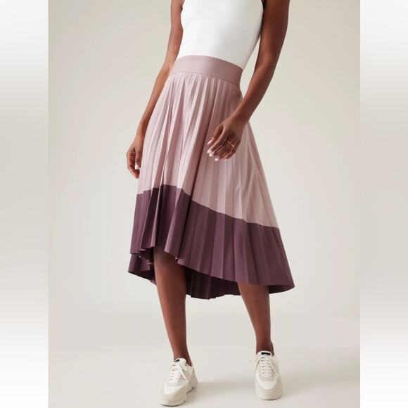Athleta Swing Forward Pleated Midi Skirt in Smoked‎ Mauve Sz XL NEW - Picture 1 of 9